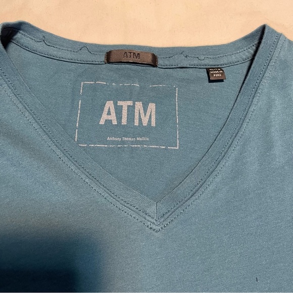 ATM Anthony Thomas Melillo Men's Blue V-Neck Tee Size XL - Picture 2 of 6